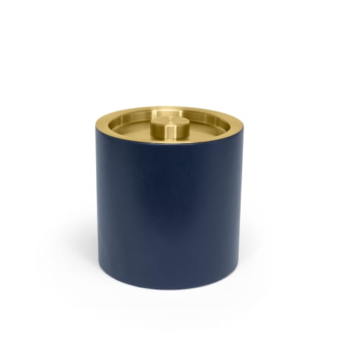 London Ice Bucket 3.5 Quart Round, Navy with Matte Brass Lid